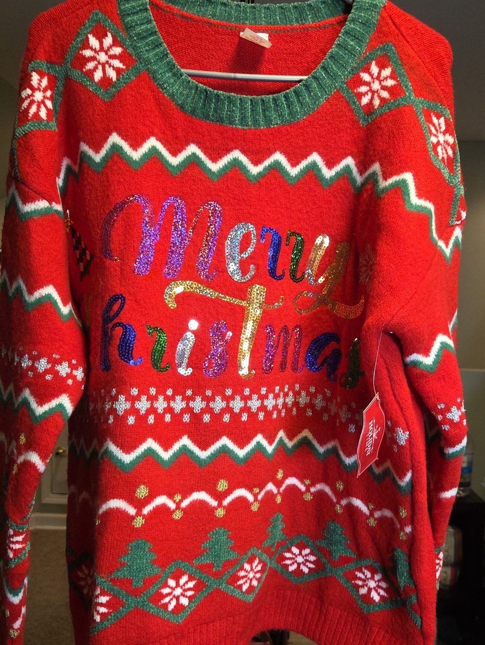 Holiday 'Merry Christmas' Red Crewneck Sweater - Women